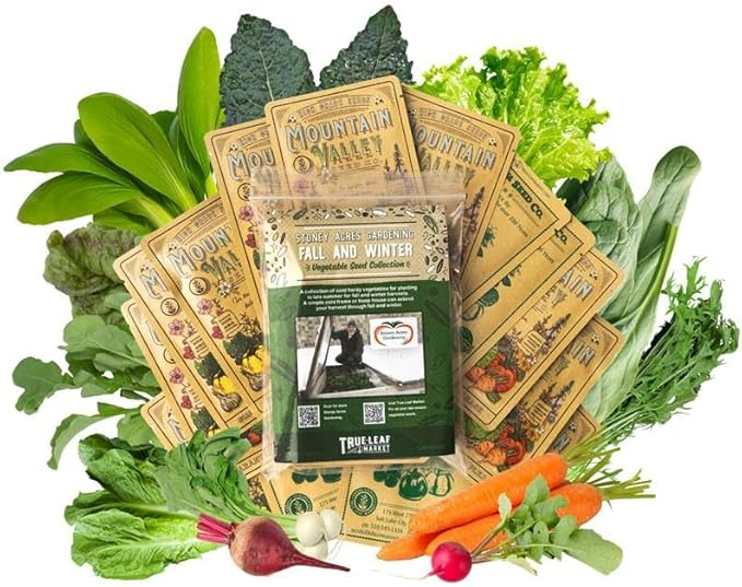 Seed Assortment - 14 Variety Fall & Winter Vegetable Collection, Non-GMO, Heirloom Seeds, Cold-Hardy Crops, Ideal for Fall & Winter Planting, Perfect for Home Gardeners, Full Sun, Easy to Grow.