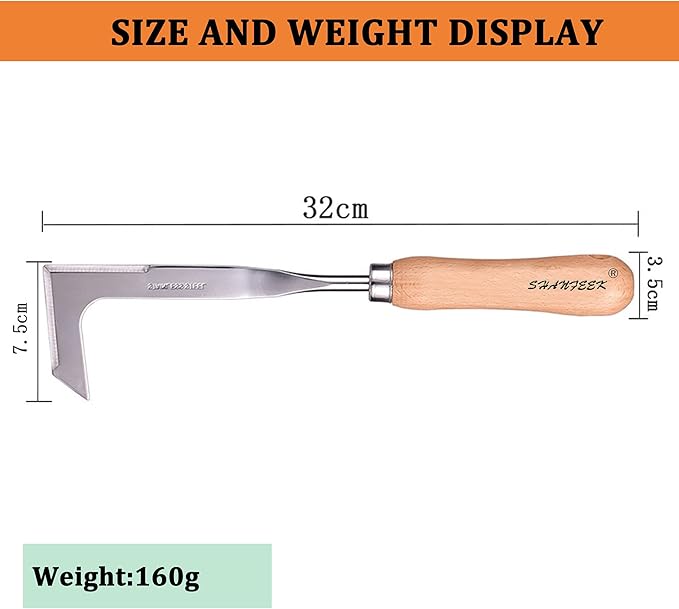 SHANFEEK Crack Weeder Weed Remover Tool for Garden Yard Weed Puller Hoe Gardening Tools Stainless Steel One-Piece Molding(Orange)