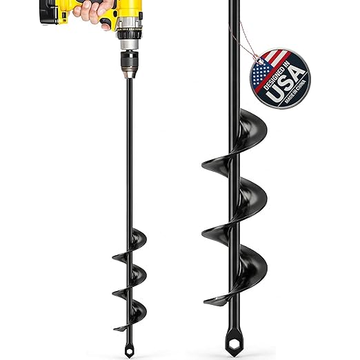 Sproot Garden Auger Drill Bit for Planting 1.6x16.5 Inch - Umbrellas and Fences Auger Post Hole Digger for Gardening and Spiral Bulb Planter Tool – 3/8 Inch Hex Drive Compatible