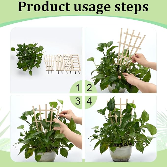 FINGERINSPIRE 4 PCS Indoor Plant Trellises 4 Styles Blanched Almond Wooden Houseplant Trellis for Indoor Climbing Plants Mixed Shape Garden Trellis Plant Support for Ivy Flowers Outdoor Potted Plants