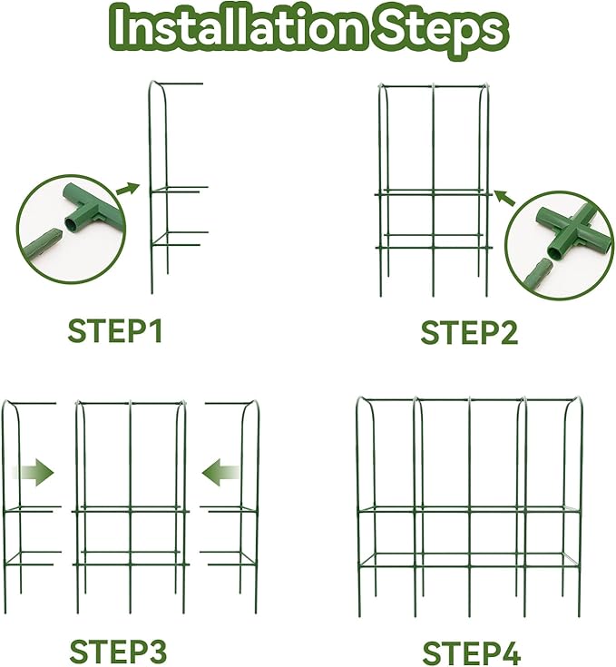 62" Tall Cucumber Trellis for Raised Bed, Garden Trellis for Climbing Plants Outdoor, U-Shape Metal Arch Vegetables Trellis Plant Support for Zucchini Squash Vines