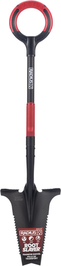 Root Slayer RS220 Heavy Duty Garden Shovel with Serrated Blade for Digging and Root Removal, Steel Spade