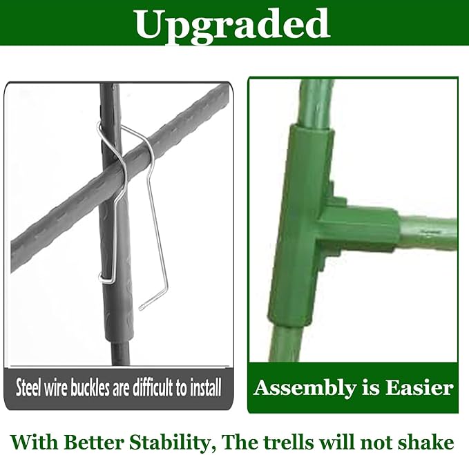 Cucumber Trellises A Frame Plant Supports Green Trellis for Cucumber, Climbing Plants Vegetables Flowers (Green) 47x15in
