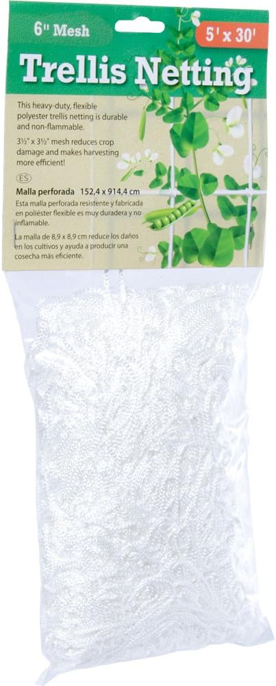 Hydrofarm HGN15S Flexible String, 5'x15', 3.5'' Mesh Trellis Netting, 5' X 15'