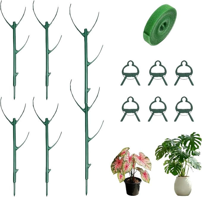 6 Pack Stackable Plant Stakes, Monstera Plant Support, Climbing Plant Stakes for Indoor & Outdoor Potted Plants, Branch-Like Shape Stem Accessories (6 Pack)
