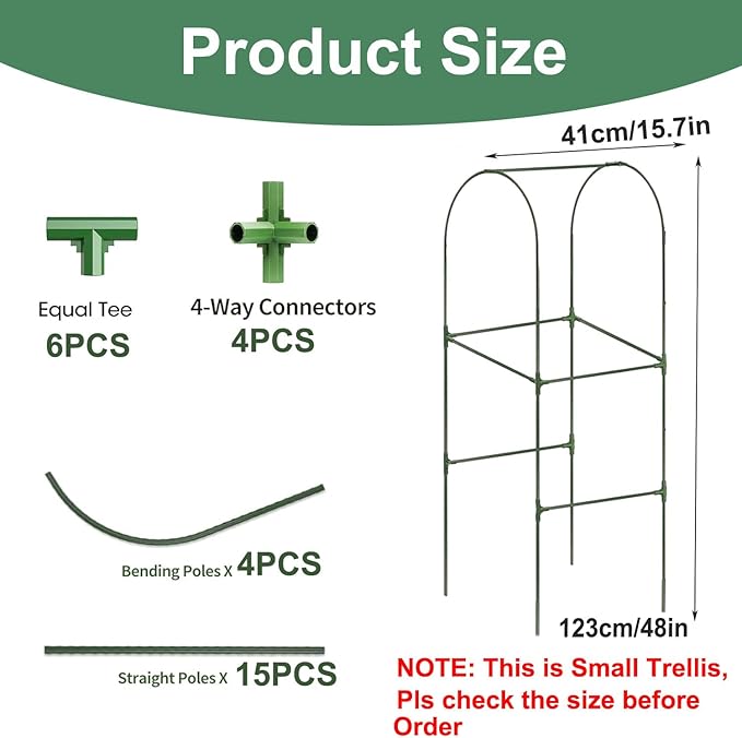 Cucumber Trellis for Plant Climbing- Cucumebr Arch Trelli for Flower Vine Vegetable Tomato Cage Raised Bed- Foldable Garden Tunnel Trellis
