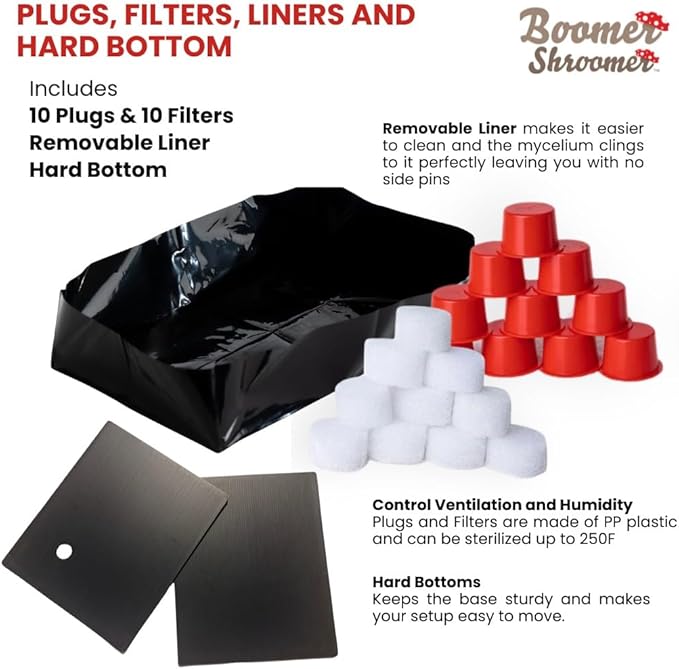 Boomer Shroomer Inflatable Monotub Kit, Mushroom Growing Kit Includes a Drain Port, Plugs & Filters, Removeable Liner [Patent No: US 11,871,706 B2]