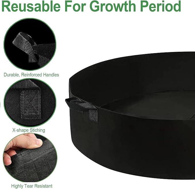 15 Gallon Plant Grow Bags, Round Fabric Raised Garden Beds Planter Pots with 2 Handles,Durable Breathe Cloth Planting Bed Gardening Container to Grow Vegetables for Outdoor Plants