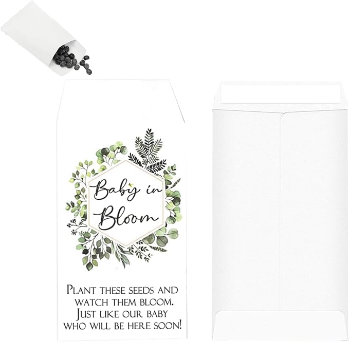 100Pcs Baby in Bloom Seed Packet, Wildflower Baby Shower Self Adhesive Envelopes,Small Paper Coin Envelopes Items Stamps Storage Packets for Flower Vegetable Seeds Garden Wedding Gift (Green*100PCS)