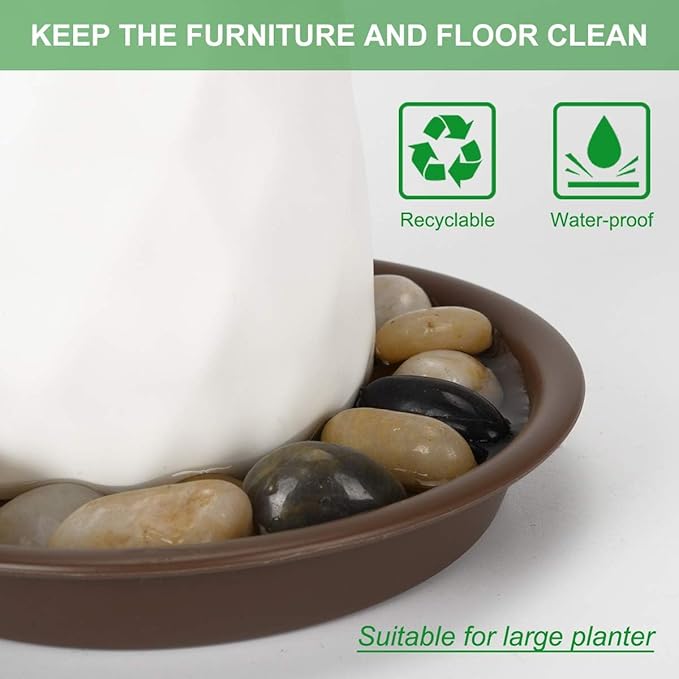 Plant Saucer 14 inch, Heavy Large Planter Durable Thicker Plastic Plant Trays for Indoors and Outdoor, Plant Saucer Drip Trays,Brown (14" - 3 Pack)