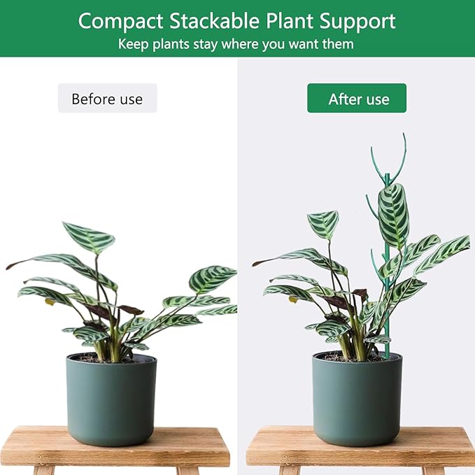 Belit 6 Pack Stackable Twigs, Small Plant Support Stakes & Plant Cage Support Rings for Indoor Outdoor Plants Climbing Plants, Plastic Branches Support Structures,11"