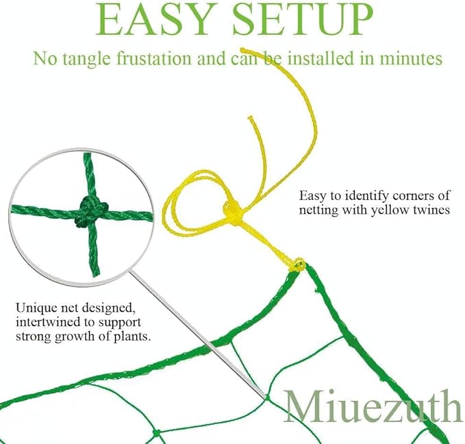 Trellis Netting for Climbing Plants - Heavy Duty Garden Trellis Netting for Cucumber, Vine, Fruits & Vegetables Tomato Plants Trellis Net, Climbing Vining Plants (2-Pack 3.3' x 6.6'Ft)