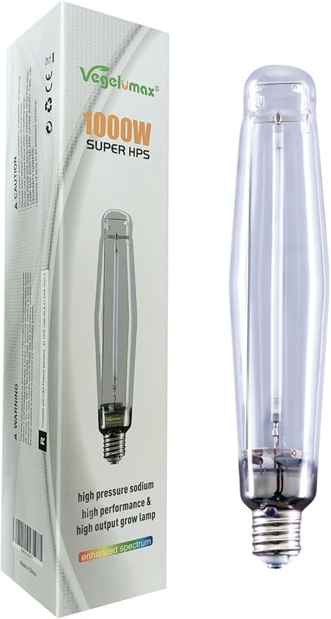 1000Watt Hydroponic High Pressure Sodium HPS Grow Light Bulb Lamp,High PAR Enhanced Red and Orange Spectrums,CCT 2100K,Ultra Bright 140,000 Lumens,E39 Base,1pack