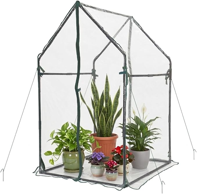 Gardzen Mini Greenhouse Heavy Duty Portable Green House, Clear Tent Small Greenhouse for Indoor Outdoor Plants 36.2”(L) x36.2”(W) x59.5”(H)