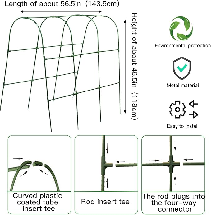 U-Shaped Cucumber Climbing pergola up to 56.5in, up to 46.5in, Outdoor Climbing Arched Plant Garden net, Vegetable Plant Support, loofah Climbing pergola