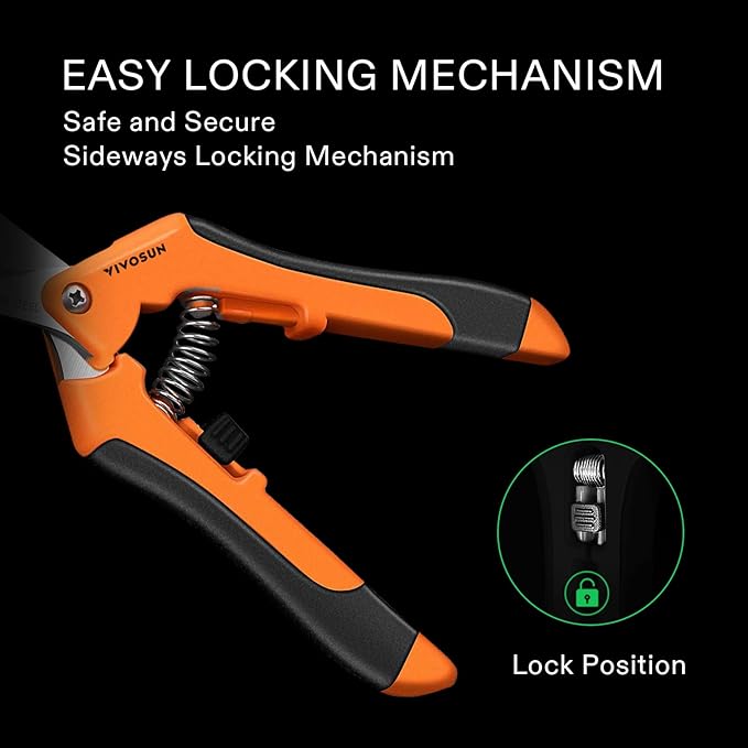 VIVOSUN 3-Pack 6.5 Inch Gardening Scissors Hand Pruner Pruning Shear with Straight Stainless Steel Blades Orange