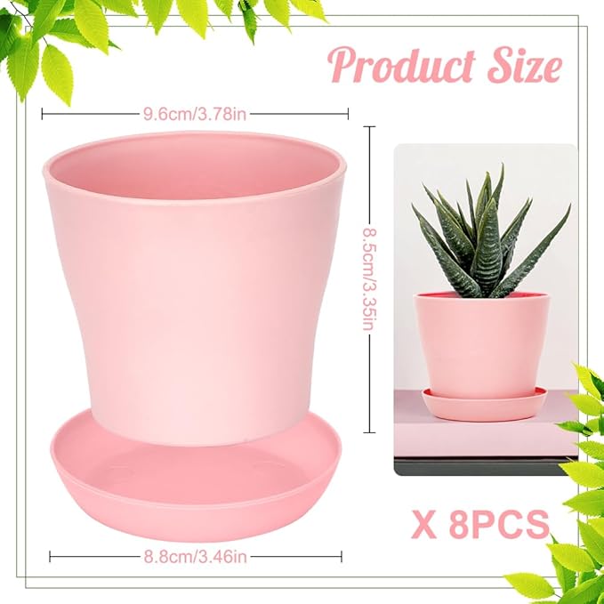8 Pcs Flower Pot,Pots for Planting,3.8" Nursery Pot,Plastic Plant Pots Indoor for Plants Garden Succulent Pot,Gardening Gifts Herb Garden Planter,Seedling Planter