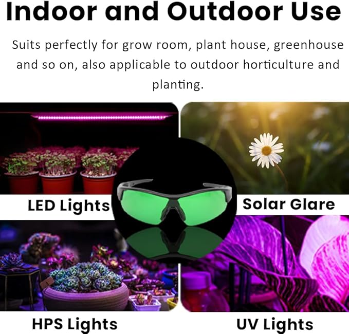 Pongnas Indoor Hydroponics LED Grow Room Glasses, Eye Glasses, Goggles (Green)