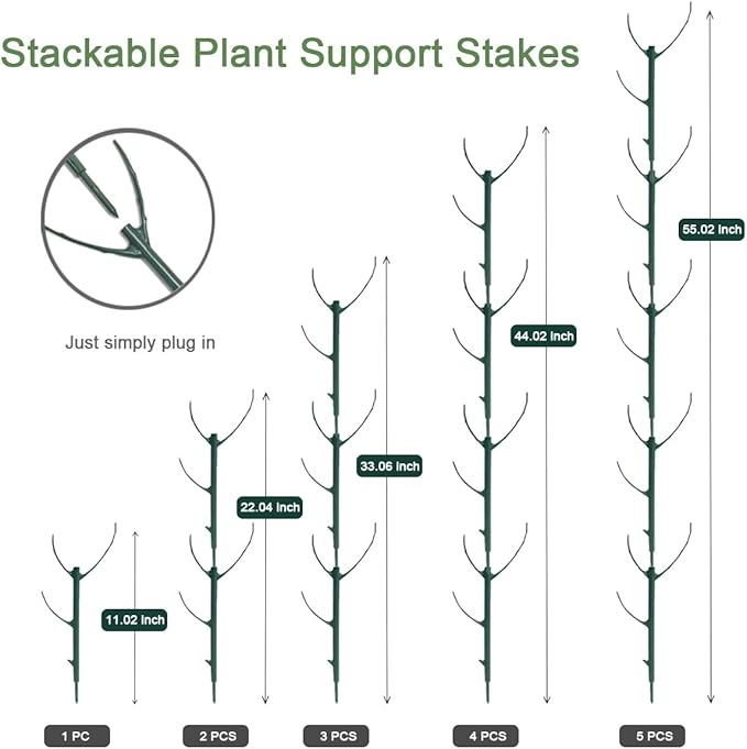 Plant Stakes for Indoor Plants, 5 Packs Stackable Monstera Plant Support, Plant Sticks Support Tall, Garden Accessories