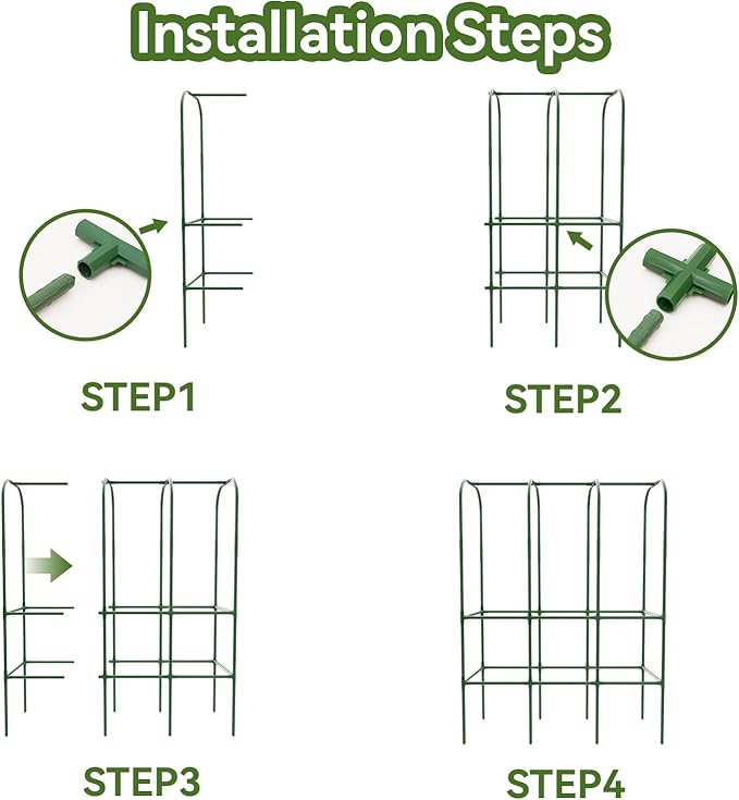 62" Tall Cucumber Trellis for Raised Bed, Garden Trellis for Climbing Plants Outdoor, U-Shape Metal Arch Vegetables Trellis Plant Support for Zucchini Squash Vines