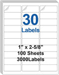 Bostlabel 30 Up Labels 1" x 2-5/8" Shipping Address Labels for Laser/Inkjet Printers, 100 Sheets 3000 Pcs Self Adhesive 30 pet Sheet Return Address Mailing Label Stickers
