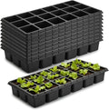 RooTrimmer 10 Pack 18 Cell Seed Starter Trays - 2.9 "Deep 3 Inch Big Cell Plastic Nursery Trays, 20" x 10", for 1020 Flat Trays Seed Germination, Planting Seedlings & Propagation
