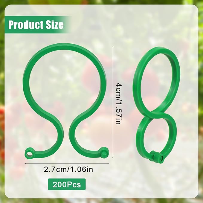 Hysagtek 100 Pcs Plant Support Clips - Heavy Duty Garden Clips for Tomatoes, Vines & Climbing Plants - Reusable Green Plastic Plant Ties