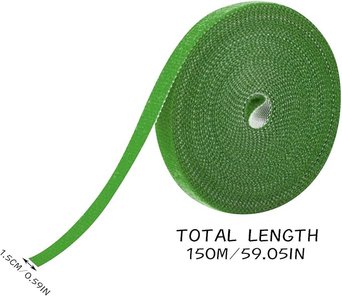 2Pcs Green Plant Tape Garden Tapes, 10ft Plant Ties Tape Garden Ties for Climbing Plants Adjustable for Plants Outside Plant Supports,Plant Support Structures