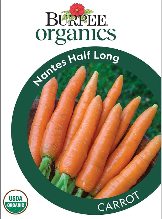 Burpee Organic Nantes Half Long Carrot Seeds - Sweet, Stump-Rooted Variety