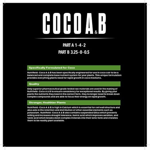 NUTRIFIELD Plant Nutrients Liquid Fertilizer 500 ML A 1-4-2 & 500 ML B 3-0-0.5 Plant Food Support Plant Growth Throughout Entire Cycle Veg and Flower Indoor Outdoor Hydroponic Coco Garden