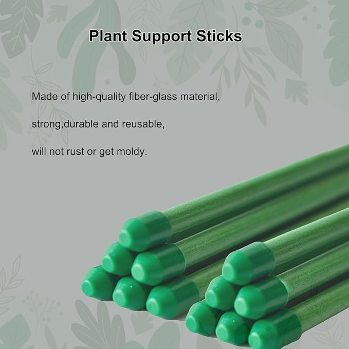 165Pcs Adjustable Plant Stakes, 30Sets Garden Plant Support Sticks, 30Pcs Fiberglass Plant Pole Stand, 60Pcs Rings, 60Pcs Clips, 15Pcs Connectors for Potted Plant Flower Tomato Orchid Vegetable