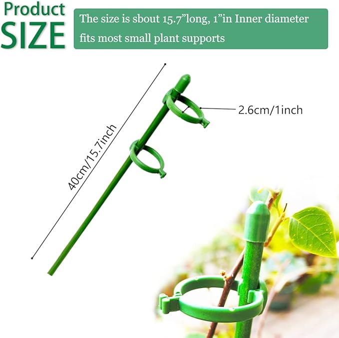 Belit 8 Pack Small Plant Support Plant Stakes, Adjustable Garden Single Stem Support Stake, Planter Support Ring for Orchid, Rose, Peony, Peppers and More, 16 inch