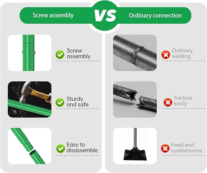 Green Heavy Duty Steel Tamper, 10x10 Inch Head with 48-Inch Handle & Rubber Grip for Soil, Dirt, Gravel and Asphalt Compaction, Ideal Garden Landscaping & Paver Tool Trash Tamper