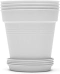 Mintra Home Garden Pots 4pk - Flowers, Herbs, Plants, Indoor, Outdoor, Colorful, Wholesale, Bulk (White, 17cm Diameter (6.6in))