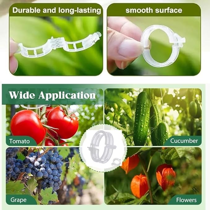 50PCS Plant Support Clips Reusable Tomato Clips Plastic Trellis Clips Garden Clips Secured Plastic Plant Clip for Climbing Plants Tomato Grape Vine Vegetables Plant Fixing Clips, 1.18" Inner Diameter
