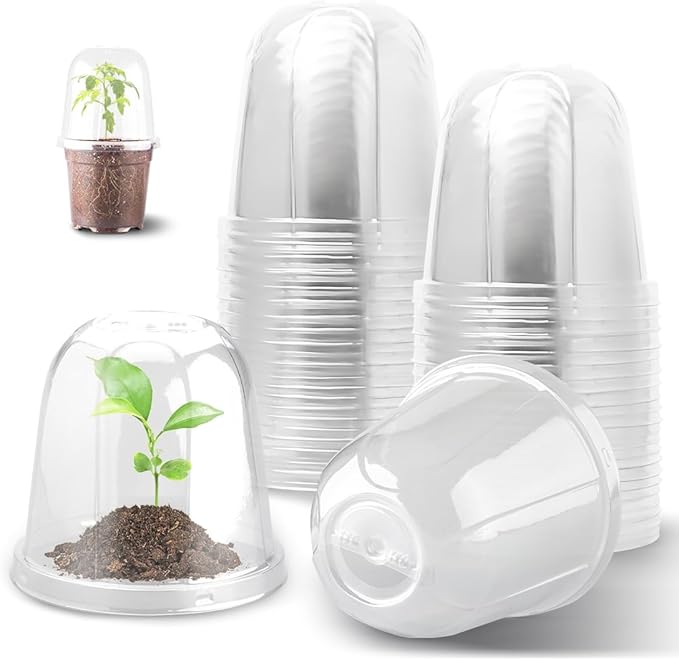 6 Inch Clear Humidity Dome, 30 Pcs Adjustable Plant Pot Domes Compatible with 6" Nursery Pots, Reusable Transparent Grow Dome Cover for Seed Starter Pots Outdoor Gardening Plant Growth