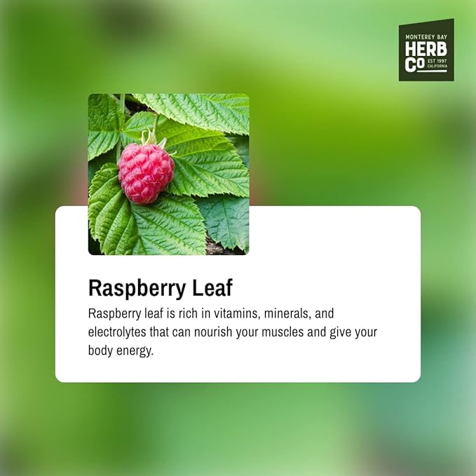 Organic Raspberry Leaf Cut & Sifted, by Herb Co, 100% Natural, Kosher Berries (Rubus idaeus), Perfect for Organic Raspberry Leaf Tea, 1/4 lb