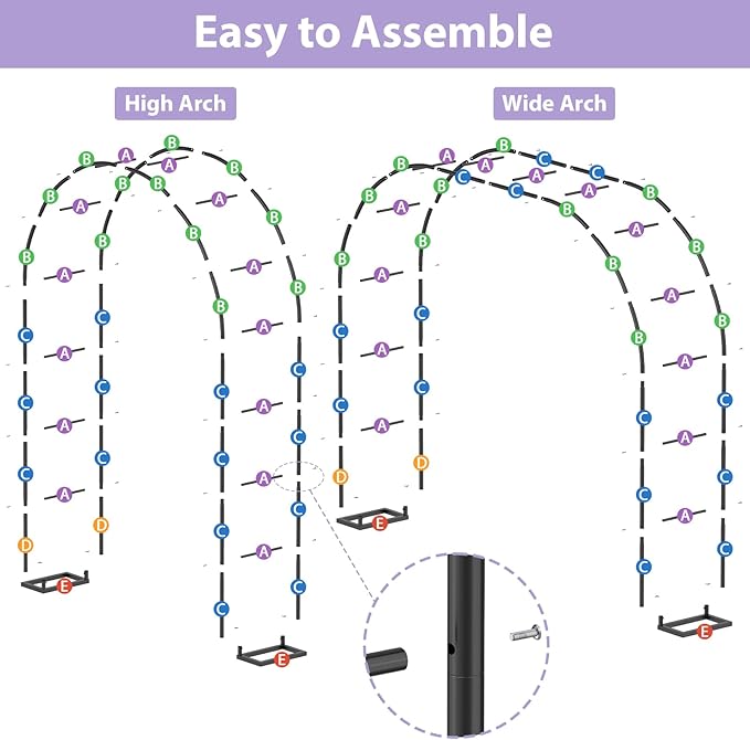 Sunexinlo Garden Arch Trellis with Base, 5.3'W x 7.6'H or 7.9'W x 6.3'H Wedding Arch, Metal Garden Trellis for Climbing Plants Outdoor Wedding Christmas Bridal Party Decoration, Black