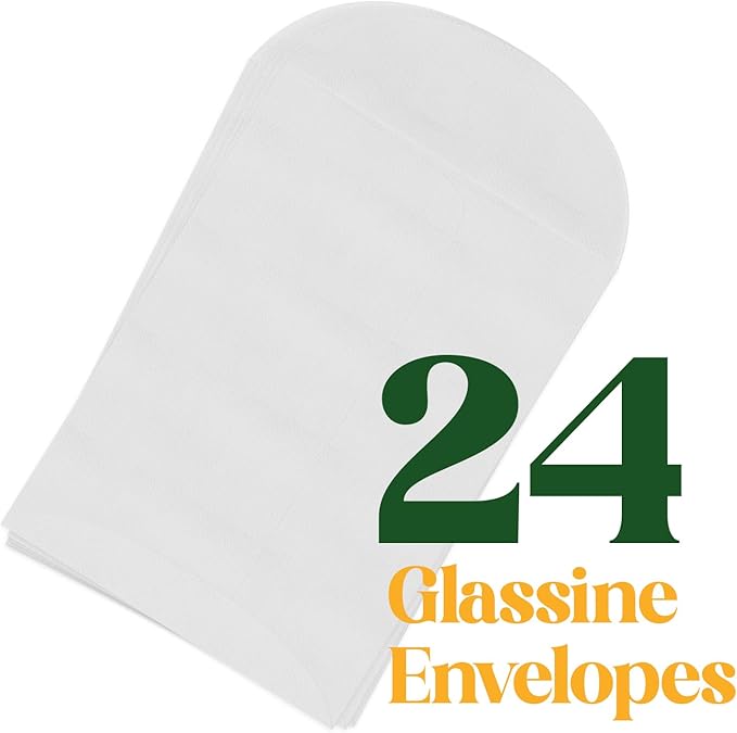 Seed Bloom 24 Sets of Square Planting Guide with Glassine Envelopes – Perfect for Seed Paper Products, Wedding Favors, and Gift Sets (Square Shape)