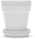 Mintra Home Garden Pots 4pk - Flowers, Herbs, Plants, Indoor, Outdoor, Colorful, Wholesale, Bulk (White, 15cm Diameter (5.9in))