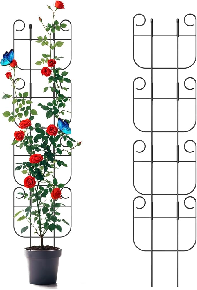4 Pack Trellis for Climbing Plants Indoor, Expandable Small Metal Trellis for Potted Plants, Flowers Vine Ivy, Sturdy Houseplant Pothos Plant Climber Support