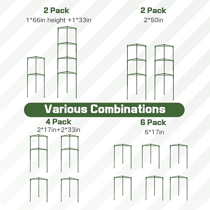 Tomato Cages for Garden&Pots, 2 Pack 50" Plant Support Trellis for Tomatoes, Cucumbers, Beans | Heavy-Duty Steel with Rust-Proof Coating | Garden Stakes for Outdoor Indoor Plants