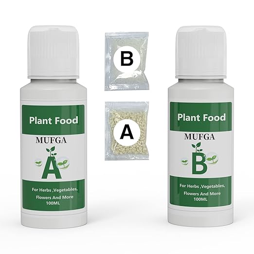 Hydroponic Nutrient Plant Food Supplies - MUFGA Suitable for Both Hydroponics Growing System and Soil Planting, Compatible with All Indoor Herb Garden Plants Accessories