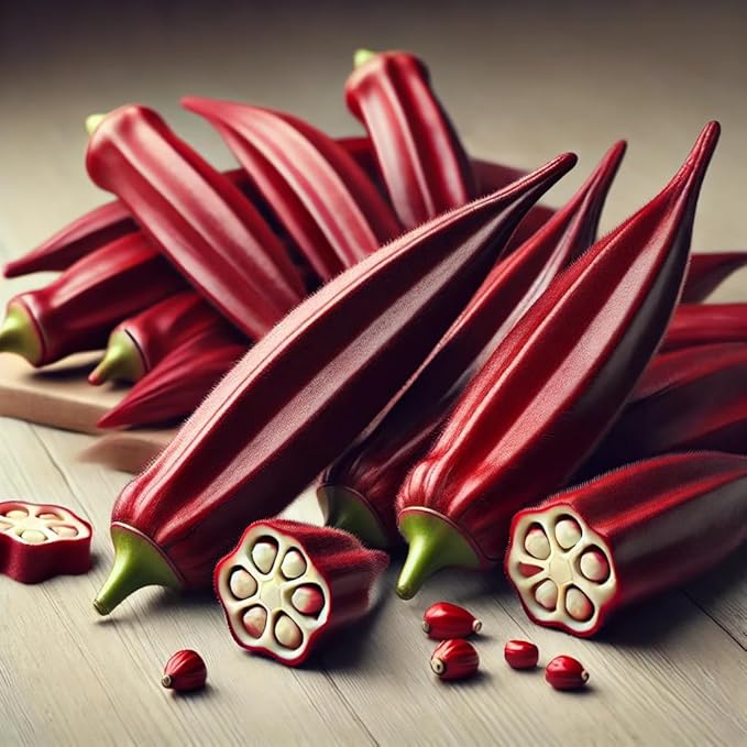 Red Okra Seeds – Abelmoschus Esculentus | Vibrant Red Pods | Heat-Tolerant & Nutritious Vegetable
