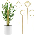 Plant Trellis Indoor - 4 Pack Small Hoop Trellis Mini for Climbing Plants Indoor, 15.7 Inch Indoor Plant Trellis with Different Patterns, Vine Plant Support for Flower Pothos (Gold)