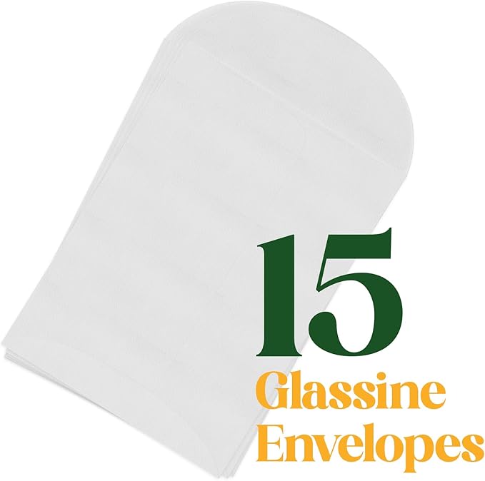 Seed Bloom 15 Sets of Square Planting Guide with Glassine Envelopes – Perfect for Seed Paper Products, Wedding Favors, and Gift Sets