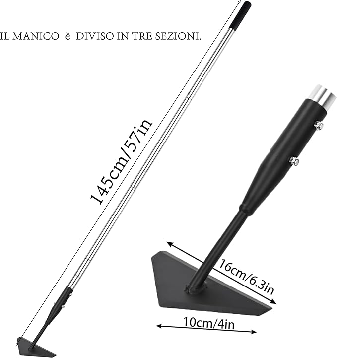 Triangle Garden Hoe, Carbon Steel Push-Pull Weeding Tool, Equipped with 57.5" Stainless Steel Long Handle – A Long-Handle Weeder for Digging, Weeding, Hoeing and Loosening Soil