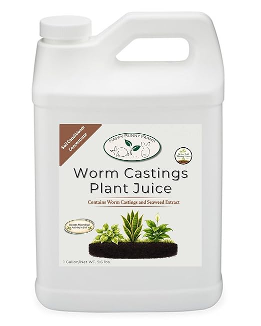 Worm Castings Tea Plant Juice - Gallon. Concentrated Worm Tea with Kelp and Feather Meals. Indoor and Outdoor Soil Restorer and Plant Fertilizer for All Vegetation with Soil. (Gallon)