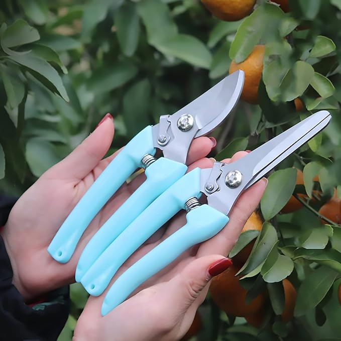 MEPEREZ Premium Garden Shears, Pruning Scissors Gardening Tools, Pruners For Flower, Bushes, Rose And Fruit Tree, Use For Florist, Yard And Orchard the Plant Clippers, Sharp White Steel Anvil Snips
