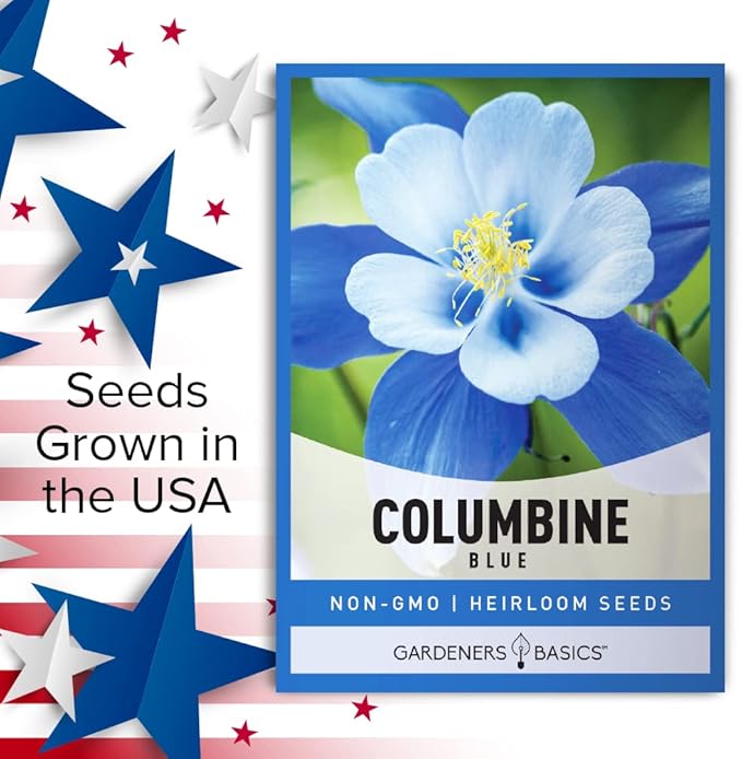 Gardeners Basics, Blue Columbine Seeds for Planting (Aquilegia Seeds) - Beautiful Blue Perennial Flower to Plant in Your Flower Garden Open Pollinated, Non-GMO
